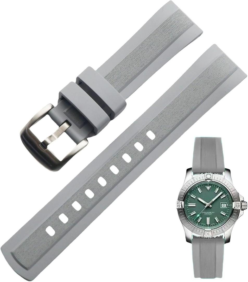 FKM Rubber Watch Strap Double Textured Brushed Fluororubber 20mm 22mm Quick Release Soft Durable Breathable FKM Rubber Strap Universal Replacement Band for Men Women