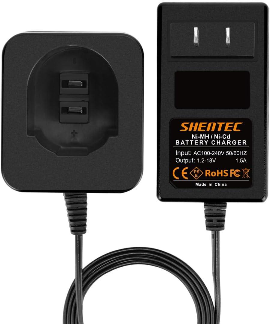Shentec 7.2V-18v Battery Charger Compatible with Black and Decker PS120 PS130 PS140 PS145 Ni-MH/Ni-Cd Pod Style Batteries