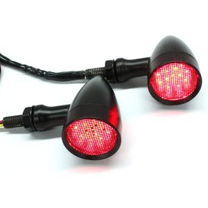 2pcs Black 15 LED Motorcycle Stop Brake Running Turn Signal Indicator Red Lights Compatible with Harley Honda Chopper (Black with net-Red Light)