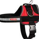 Tuff Pupper Fast Fit Harness for Large Dogs | No Pull No Choke, Escape-Proof | Rugged Padded Breathable Vest | Traffic Control Handle | 3 Leash Clips | Reflective Trim | Easy On Off (L, Red)