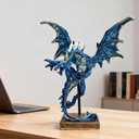 Dragon Statue Collectible Figurines Fantasy Sculpture Decor - 10.5" Tall Dragon Resin Statues for Home Decor for Living Room,Office Bookshelf,Desktop(Blue)