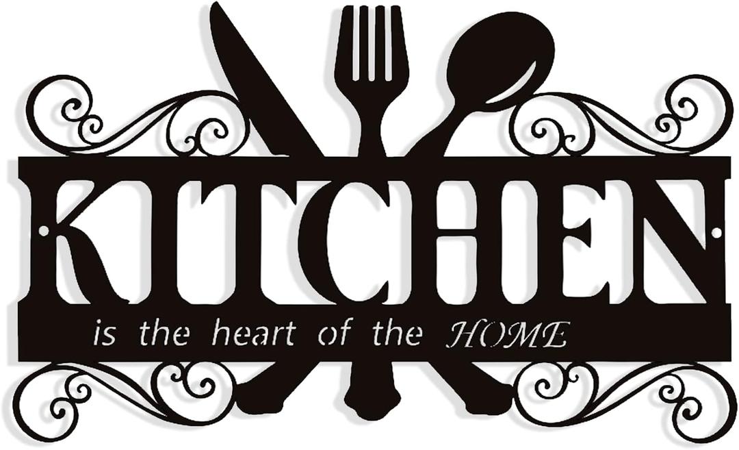 Metal Kitchen Wall Decor,Kitchen Signs Decoraions For Wall,Rustic Kitchen Decor Sign,Country Farmhouse Decoration for Kitchen or Dining Room,13.8x8.8 Inches (Black),BiaGift1126-2