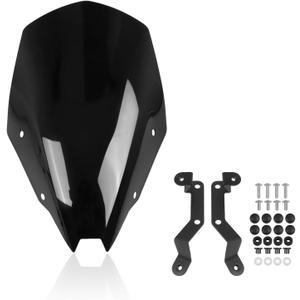 Motorcycle Windscreen Windshield Replacement for Kawasaki Z500 Z 500 SE ABS 2024 2025 2026 PC Windscreen Double Bubble (Black)