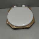 Mayfair Linden Slow Close Toilet Seat, Non Slip Heavy Duty Wood, Easy Install, Made in USA, Round, White, 2 Pack