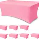 Table Cover for 6 Foot Rectangle Tables-8 Pack Pink Fitted Stretch Tablecloth-Elastic Spandex Tablecloths for Party, Wedding, Vendor Booth Display, Banquet Buffet Event, Craft Trade Show