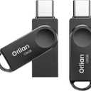 Orlian 2PCS 128GB USB C Flash Drive for Phone, Dual USB 3.0 Phone Thumb Drive Type-C & USB-A, up to 110MB/S Metal Waterproof Swivel Memory Stick for iPhone 15/16/17, Android, Tablet, Computer PC