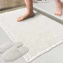 ZALL Waffle Bath Mat White Super Absorbent Non Slip Bathroom Rug 24x36inch,Machine Washable Ultra Soft Floor Mats