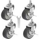 3 Inch TPR Stem Casters, Imperial 5/16"-18 x 1 Threaded Stem Castors, Locking Swivel Replacement for Furniture, Workbench Set of 4