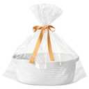 Small Woven Gift Basket Empty with Bag & Ribbon - Gifts for Mom, Baby Shower, Birthdays & Raffle - Cotton Rope Storage Basket for Dog Toys or Shelf - 12"x8"x5", White
