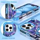 LONTECT for iPhone 16 Pro Max Case Glow in The Dark Three Layer Heavy Duty Shockproof Hard PC+Soft Silicone Rugged Full Body Protective Case for Women Girls,Purple Blue