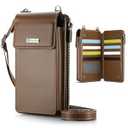 CaseMe Small Crossbody Cell Phone Bag for Women, RFID Blocking Shoulder Handbag Strap Wallet Purse with Card Slots, Brown