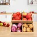 2 Set Pantry Organizers and Storage Bins, Bamboo Stackable Baskets for Potatoes, Onion, Bread, Vegetables - Bamboo Pantry Organizer Containers for Drawer, Cabinet, Countertop