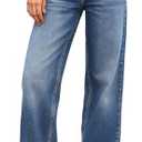 ELLEVEN Women's Low-Rise Baggy Jeans, High Stretchy Y2K Wide Leg Jeans Boyfriend Straight Leg Denim Pants Size 6