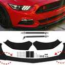 Universal Front Bumper Lip Chin Spoiler PP Front Bumper Lip Sopiler Wing Body with Adjustable 8"-11" Support Splitter Rod