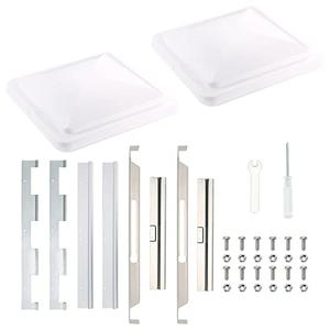 ONLTCO Expert RV Vent Lid Replacements (2-Pack) - Universal Fit for Trailers, Campers & Motorhomes, White Covers with Durable Metal Hinges, Compatible with Jensen, Ventline & Elixir Vents
