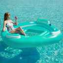 Jasonwell Floating Island Pool Float - Giant Inflatable Multi Person Pool Party Floats Swimming Pool Lounger Raft with Cup Holders Lake Floaties Beach Relaxation Water Float for Adults (Green, XL)