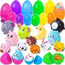 LovesTown 12 Pack Prefilled Easter Eggs with Cars Toys, for Egg Hunt Game, Kids Easter Basket Stuffers & Party Favors for Boys Girls Toddlers Princess Plastic Eggs Stuffed Animals Toys Inside