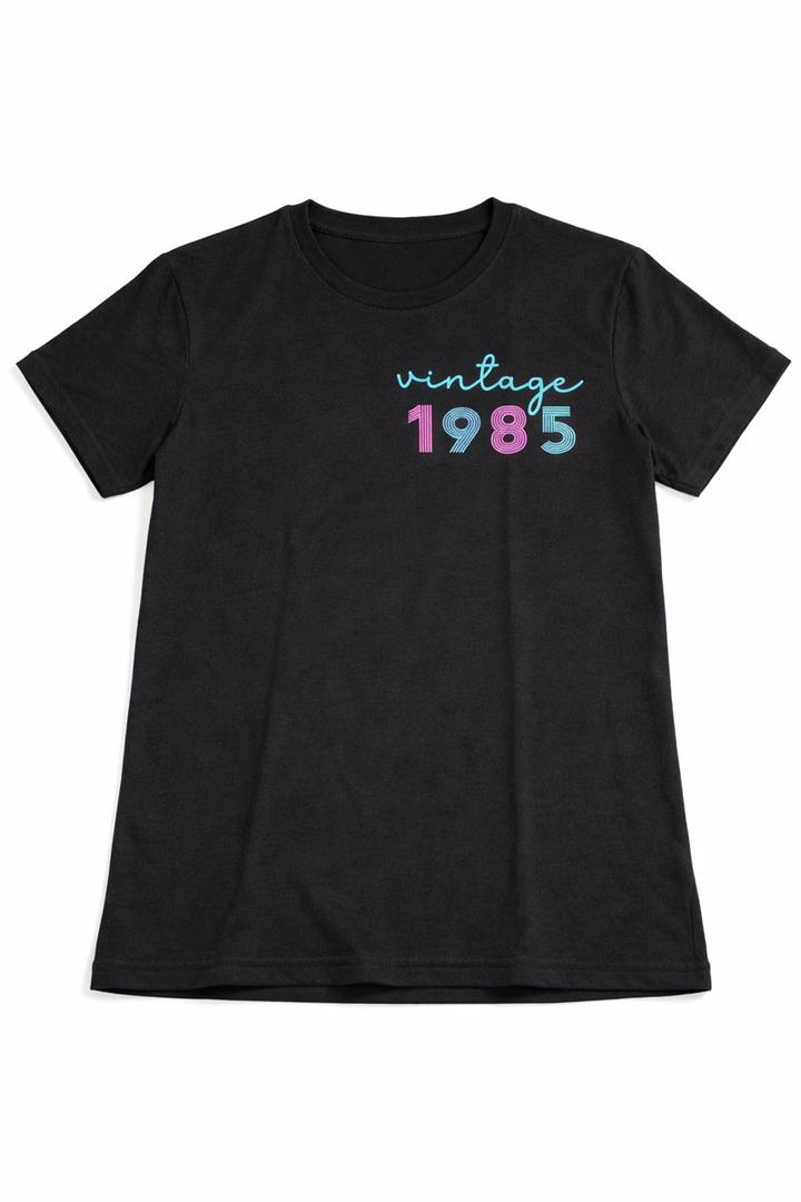 T-Shirt Woman Vintage 1985, Size S, Black