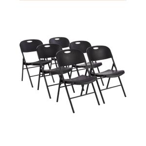 Amazon Basics Sturdy Foldable Plastic Chair, Portable, 350-Pound Capacity, Black, 6-Pack