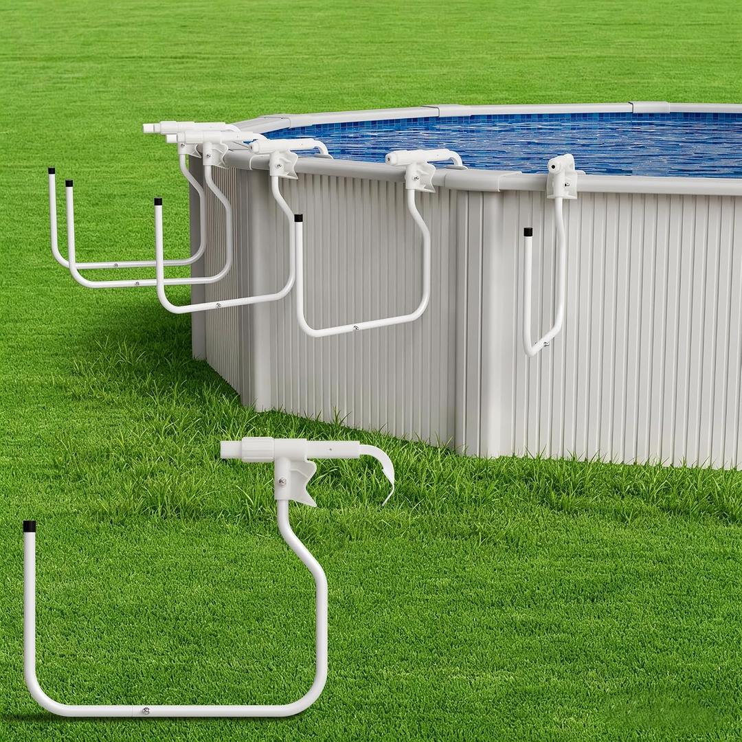 5 Packs Solar Cover Holder for Above Ground Pool(Top Rail 1.57-5.5 in), Adjustable Pool Solar Cover Hooks Fit Steel Wall and Frame Above Ground Pools, Pool Cover Holder for Storage, No Drilling