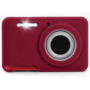 Soft Silicone Camera Case Compatible with Kodak PIXPRO FZ55 Digital Camera, Top Grain Leathr Silicone Cover (Carmine Red)