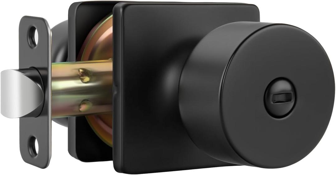 Goldenwarm Matte Black Door Knobs Interior, Privacy Door Knob for Bedroom Door Knob, Black Interior Door Knobs Privacy Lock, 1 Pack