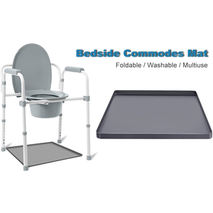 Bedside Commodes Mat Portable Bedside Toilet Mat with Raised Edge, Under Commode Chair Mat Non-Slip Recycle Commode Toilet Pad Waterproof Floor Protector, Silicone Mat for Porta Potty,
20" x 24" ( Black )