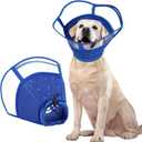 Kuoser Large Dog Cone Collar After Surgery, Soft Cone for Dogs to Stop Licking, Breathable Pet Recovery Collar Comfortable Elizabethan Collars, Adjustable Protective Dog Cones for Large Dogs, Blue L