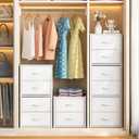DAOUTIME 3-Pack Stackable Storage Drawers (6 Drawers Total), White Closet Organizer for Clothes, Stackable Drawer Dresser for Closet, Stackable Drawers for Bedroom, Living Room, Pantry, Under Bed