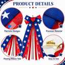 USA 250th Anniversary Ribbon Bow 250 Years 4th of July Decoration Bows Large Red White Blue Star Sash Ribbon Tree Topper for Patriotic Independence Day Indoor Outdoor Door Wall Decor,Flag
