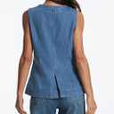 Kedera Denim Vest for Women Button Down Long Jean Waistcoat Casual Sleeveless Denim Jackets Slim Fit Jean Top (Blue, XXXL)