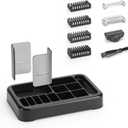 Guard Combs with Shaver Stand Kit for O Blade QP2724/QP2834/QP2520/QP2630/QP65XX/QP66XX OBlade Pro, 0/3mm Body Comb + 1/2/3/5mm Bi-Directional Guards, Electric Shaver Attachments Accessories, 9PC