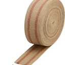 KEILEOHO 3.5 Inches x 33 Yards Upholstery/Craft Jute Webbing, Natural Chair Webbing with Red Stripes, Burlap Fabric Webbing Tape for Craft, Decoration, Furniture Repair