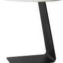 Cre Cra Side Table with Marble Top Metal Black C Shaped End Table Modern Sofa Side End Table Coffee Round Side Desk for Couch Living Room Bedroom