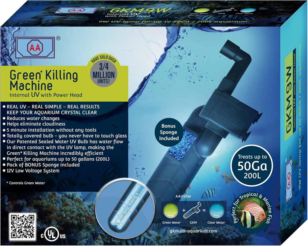 AA GKM9W Internal UV for Aquariums up to 50Ga,Black