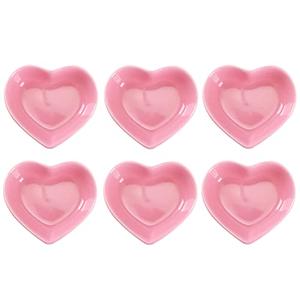 WHJY Pink Love Heart Shaped Ceramic Bowl Set of 6, Contemporary Porcelain Side Dishes, Seasoning & Soy Dipping Sauce Bowls for Wedding & Birthday Party