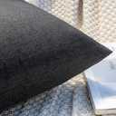 MIULEE Pack of 2 Decorative Outdoor Solid Waterproof Throw Pillow Covers Faux Linen Garden Farmhouse Cushion Cases for Halloween Tent Balcony Couch Sofa 20x12 Inch Black