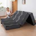 INGEROOM Foldable Mattress Queen - Memory Foam 6 inch Trifold Mattress for Camping, with Portable Handle, Non-Slip Folding Floor Bed Sofa for Guest Travel Yoga, Washable Breathable Cover