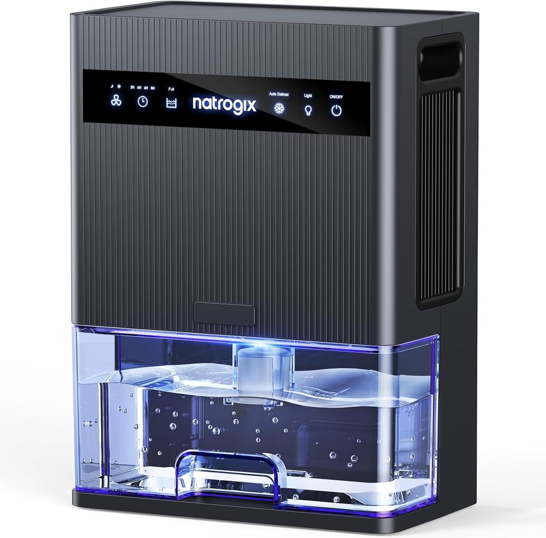 Dehumidifier, 106 OZ Water Tank Dehumidifiers for Home, 1000 sq.ft Quiet Dehumidifier for Basement Bathroom Bedroom RV with Auto Shut Off, Timer, Sleep Mode, 7 Color Light, Grey