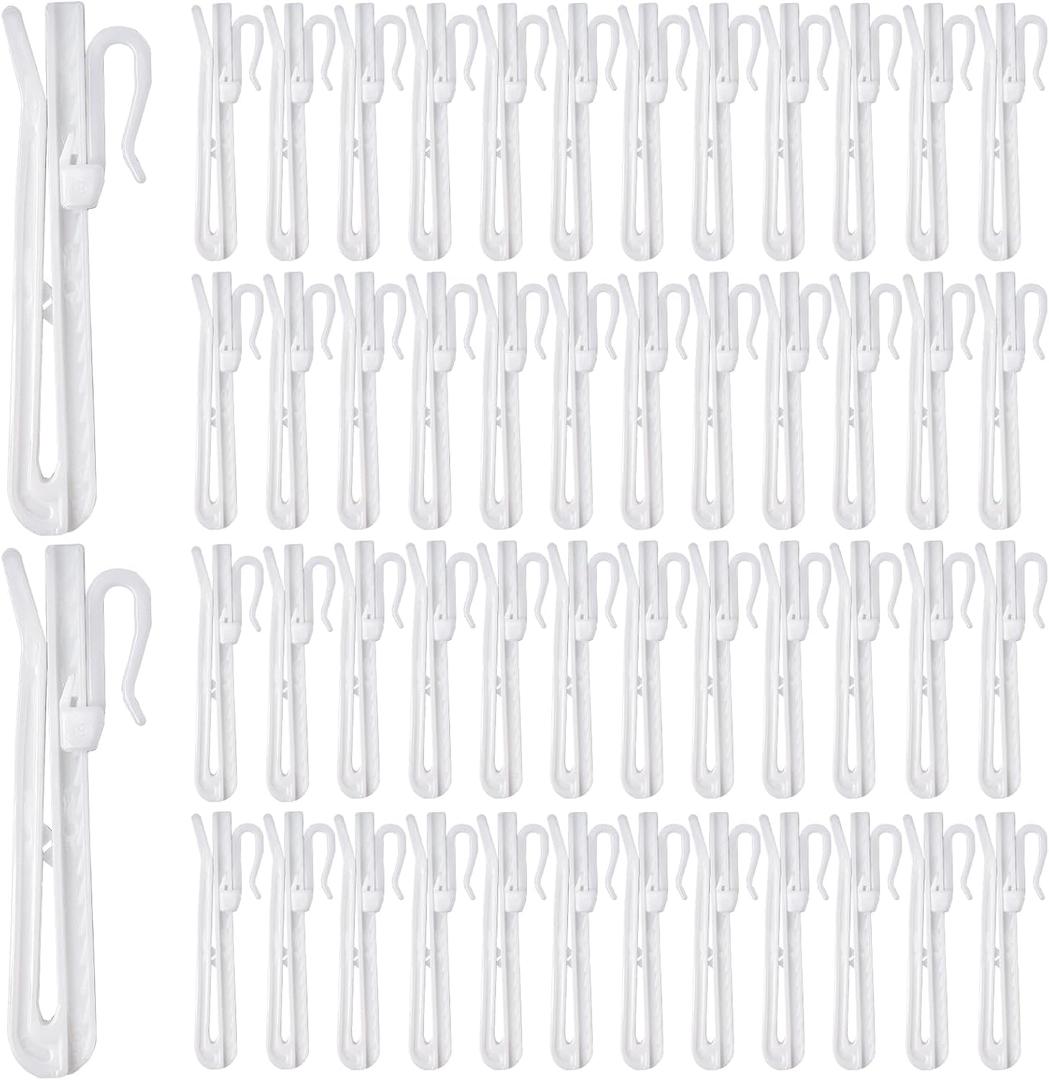 HAPY SHOP 120Pcs Plastic Pinch Pleat Curtain Hooks, 85mm Adjustable Pinch Pleat Hooks Ratchet System Curtain Pleat Hook for Window Curtain, Door Curtain and Shower Curtain