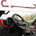 Jimen Compatible with Ford F150 2021-2024, 3PCS Center Console Dash Panel Dashboard Cover Interior Trim Accessories (Red Carbon Fiber)