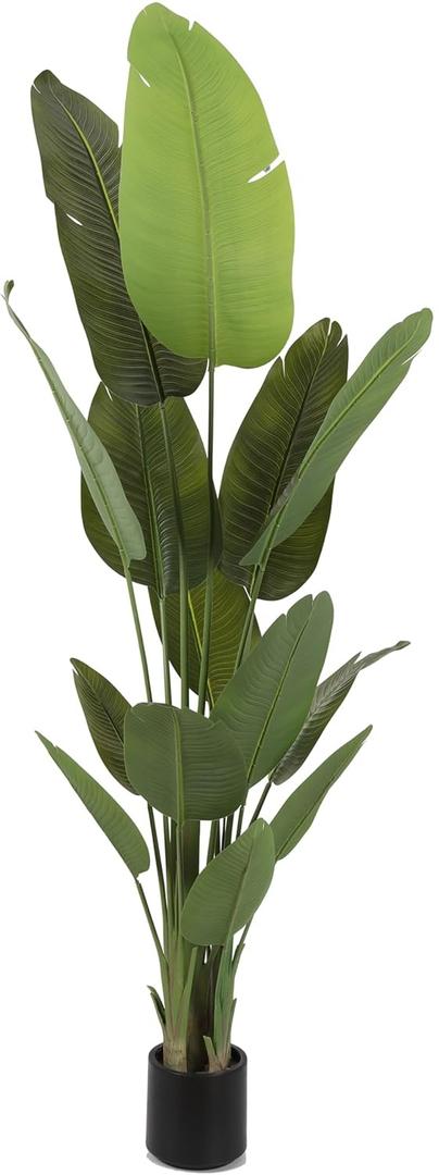 Artificial Trees Silk Bird of Paradise Potted Plants Faux Fake Tree for Home Living Room Office Decor Indoor Outdoor (6.6 Feet)