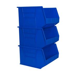 Akro-Mils 30270 AkroBins Plastic Storage Bins, Space-Saving Stackable Bins for Garage, Pantry, Craft Organization, 18" x 16" x 11", Blue, 3-Pack