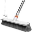 Floor Scrub Brush with Long Handle, Stiff Bristles Deck Brush, BITOPE Multi-Purpose Heavy Duty Hardwood Floor Scrubber, Cleaning Concrete Balcony Patio Garage Outdoor/Indoor 12" Floor Brush
