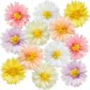 12PCS Colorful Daisy Tissue Paper Pom Poms Daisy Themed Party Decoration Multicolored Flowers Decorations Daisy Hanging Deco for 1st Birthday Baby Shower Wedding Wall Classroom