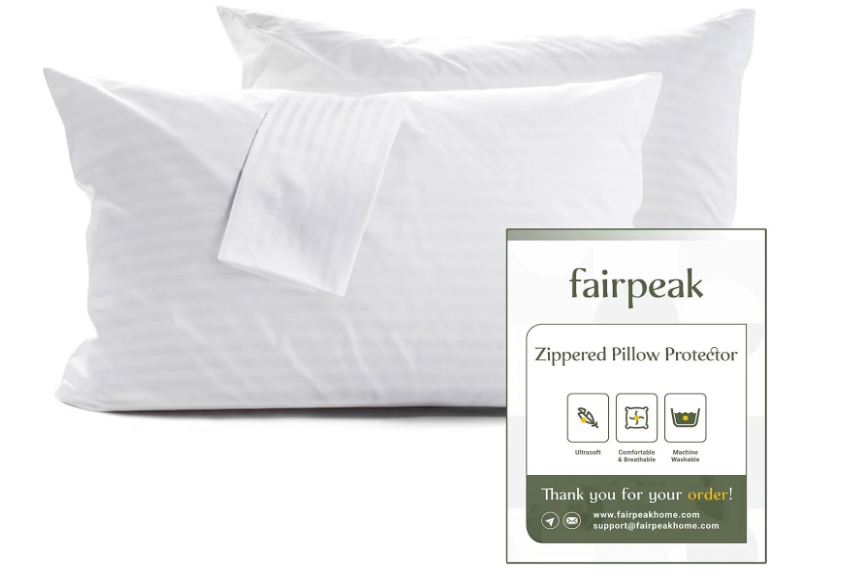 Fairpeak 4 Pack Queen Size Pillow Protectors with Zipper, OekoTEX Certified Pillow Covers, Luxury Hotel Quality Pillow Cases, Soft Breathable, Machine Washable, 20 x 30