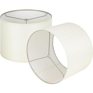 Wellmet Cream White Set of 2 Drum Lampshades, Easy Assembly Required 16" Top x 16" Bottom x 12" High Replacement Lamp Shades, Fabric Lampshades for Table Lamps Floor Lamps, Metal Spider Fitter