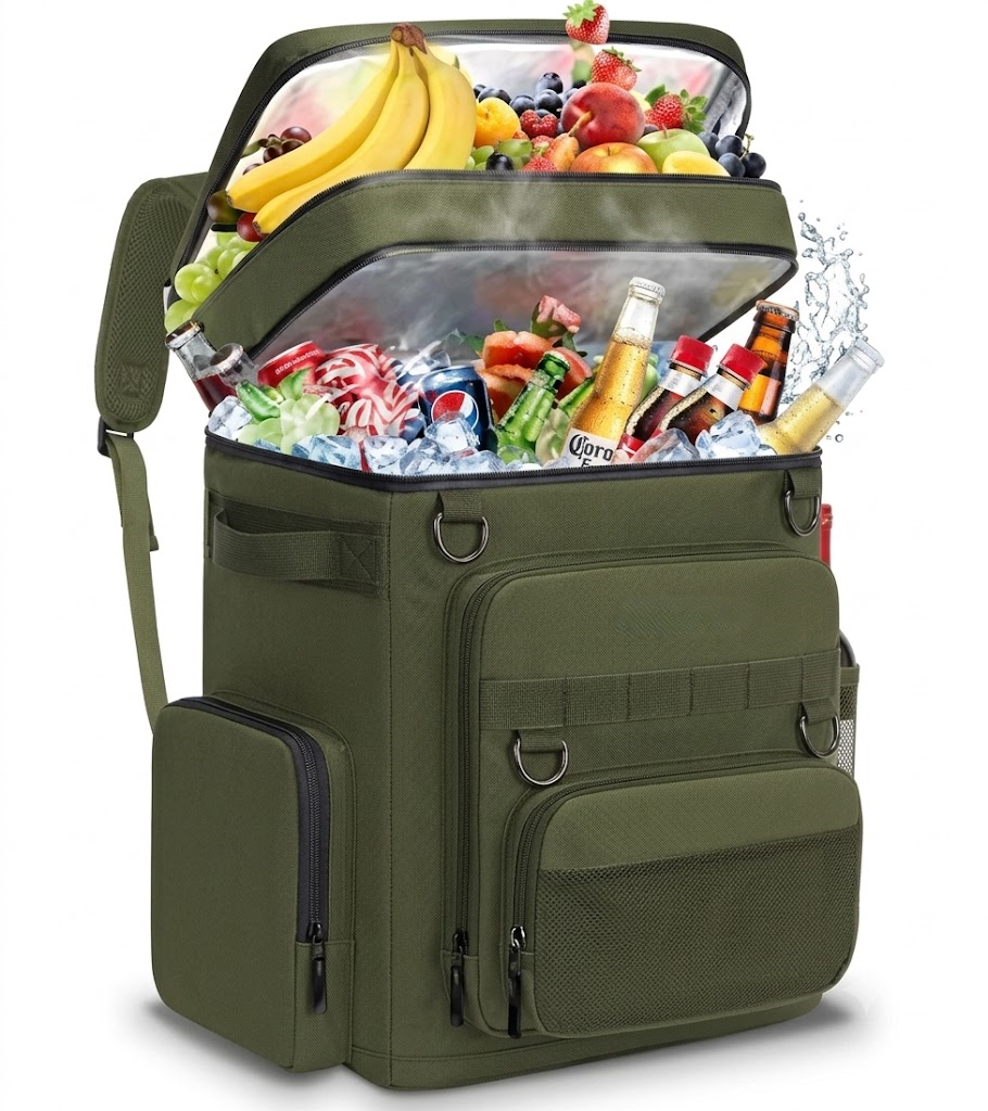 Backpack Cooler Insulated Leak Proof for Men Women 50 Cans Soft Cooler Backpack Insulated Waterproof Large Capacity Coolers Bag Portable for Lunch Camping Travel Picnic Hiking Green