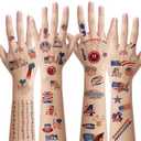 143Pcs Fourth of July Temporary Tattoos, 20Sheets Independence Day Temporary Tattoo, Red White and Blue Fake Tattoo Stickers, 4th of July Body Tattoos Memorial Labor Day Decorations