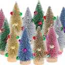 HOVEOX 12 Pieces Christmas Trees - Bottle Brush Mini Pine Trees, Small Sisal Artificial Trees for Christmas Decoration (Multicolor)